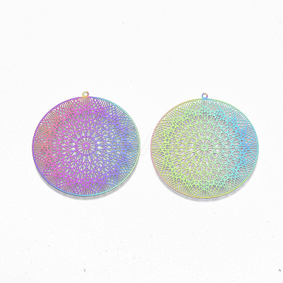Ion Plating(IP) 201 Stainless Steel Filigree Pendants X-STAS-S108-65-1