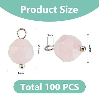 100Pcs Faceted Natural Rose Quartz Star Cut Round Charms G-HS0001-04-1