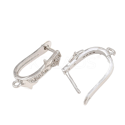 Brass Micro Pave Cubic Zirconia Hoop Earring Findings CU-CBAB5B4-04P-1