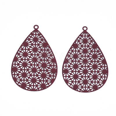 430 Stainless Steel Filigree Pendants STAS-S108-25A-03-1