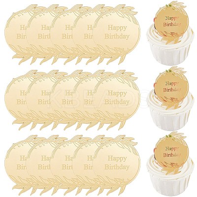 21Pcs Birthday Theme Mirror Effect Acrylic Birthday Cupcake Insert Card Decoration AJEW-SP0001-75-1