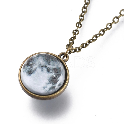 Glass Pendant Necklace NJEW-D281-B-13AB-1
