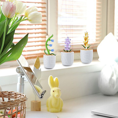 3Pcs 3 Styles Lampwork Flower Display Decoration DJEW-DC0001-16A-1