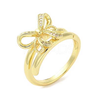 Rack Plating Brass Micro Pave Cubic Zirconia Finger Ring RJEW-C072-33F-G-1