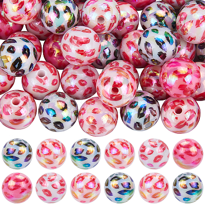 50Pcs UV Plating Opeque Acrylic Beads MACR-SC0001-51A-1