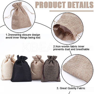 4 Colors Polyester Imitation Burlap Packing Pouches Drawstring Bags ABAG-BBC0001-04B-1