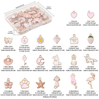 40Pcs 20 Styles Alloy Enamel Pendants ENAM-FS0003-33-1