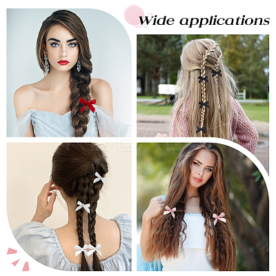 Bowknot Polyester Alligator Hair Clips AJEW-CP0008-35B-1