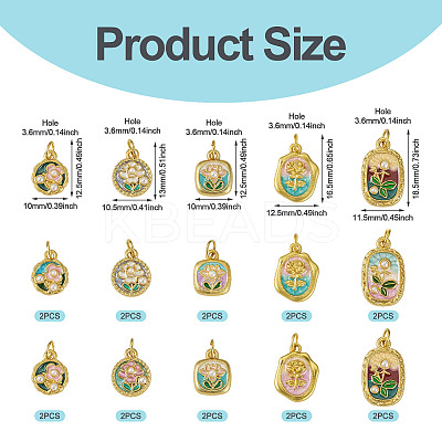 20Pcs 10 Styles Alloy Enamel Pendants FIND-TA0009-35-1
