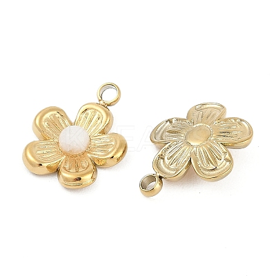 Natural White Jade Flower Charms STAS-I325-143G-03-1