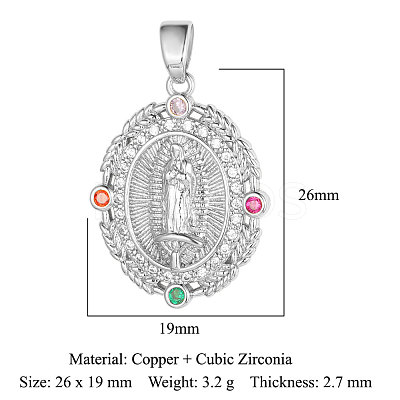 Brass Micro Pave Colorful Cubic Zirconia Pendants ZIRC-OY001-03P-1