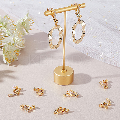 12Pcs Brass with Crystal Rhinestone Clip-on Earring Findings KK-BBC0010-60-1
