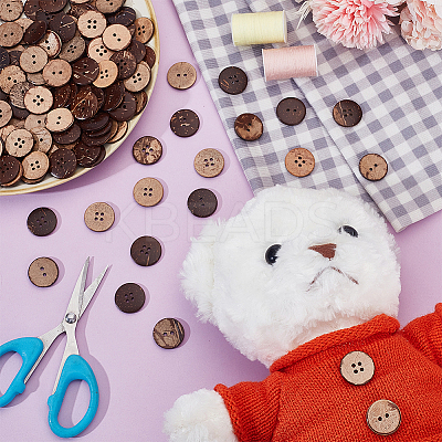 160Pcs 2 Styles Coconut Buttons BUTT-HY0001-22A-1