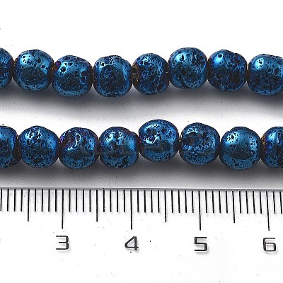 Electroplated Natural Lava Rock Beads Strands G-A251-B01-01E-1