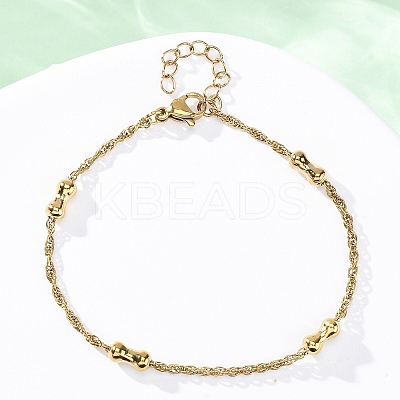 304 Stainless Steel Rope Chain Bracelets for Women BJEW-C094-02G-1