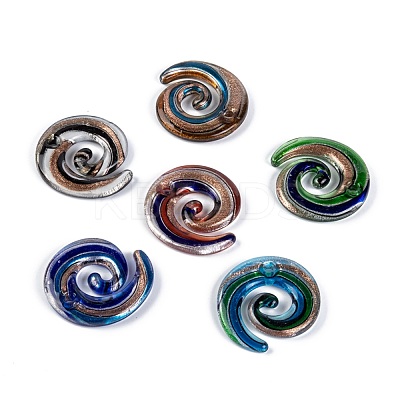 Handmade Silver Foil Lampwork Pendants FOIL-S115-B-1