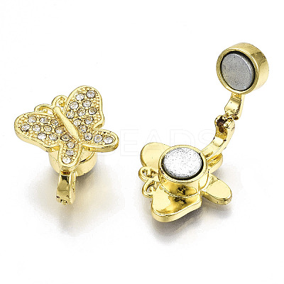 Brass Micro Pave Clear Cubic Zirconia Magnetic Clasps KK-N232-141G-NF-1
