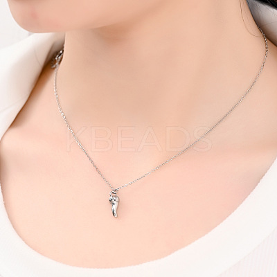 304 Stainless Steel Italian Horn Pendant Necklaces for Women WGAC5B5-03-1