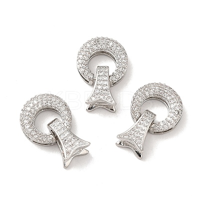 Brass Micro Pave Clear Cubic Zirconia Fold Over Clasps KK-M243-13P-1