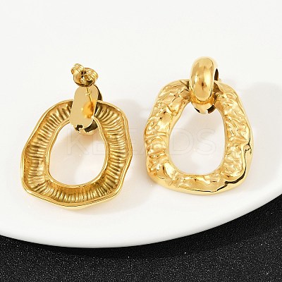 304 Stainless Steel Nuggets Dangle Stud Earrings EJEW-K268-27G-1