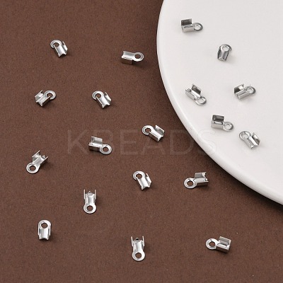 Tarnish Resistant 304 Stainless Steel Fold Over Crimp Cord Ends STAS-M009-01B-1