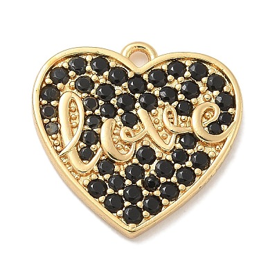 Rack Plating Brass Micro Pave Cubic Zirconia Pendants KK-L224-011G-02-1