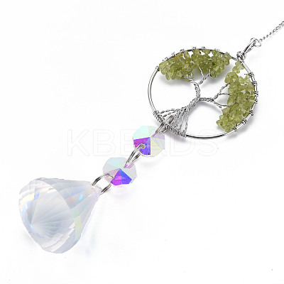 Natural Olive Quartz Big Pendants G-N333-009A-1
