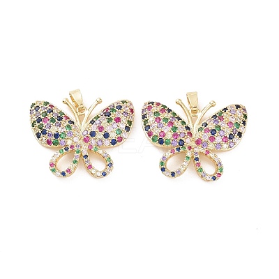 Brass Micro Pave Colorful Cubic Zirconia Pendants KK-E068-VC409-1