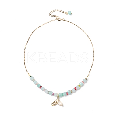 Natural Mixed Stone & Quartz Crystal Round Beaded Necklaces NJEW-JN05302-02-1