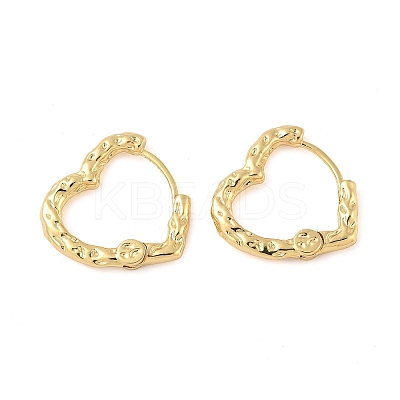 304 Stainless Steel Hammered Heart Hoop Earrrings EJEW-U065-02A-G-1