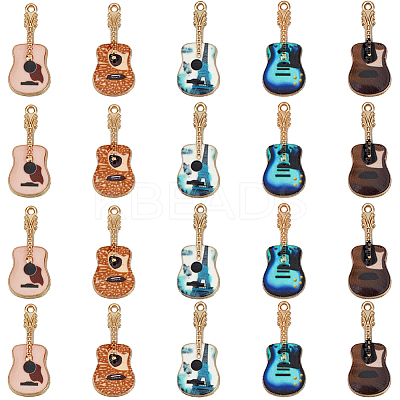 40Pcs 5 Colors Rack Plating Golden Tone Alloy Pendants ENAM-SC0005-16-1