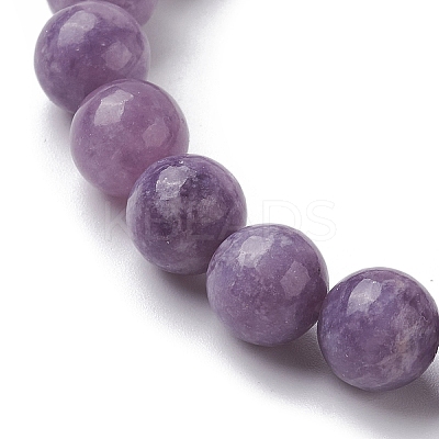 Natural Lepidolite/Purple Mica Stone Stretch Bracelets BJEW-JB10092-04-1