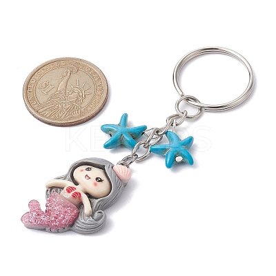 Mermaid Opaque Resin Pendant Keychain KEYC-JKC00624-1