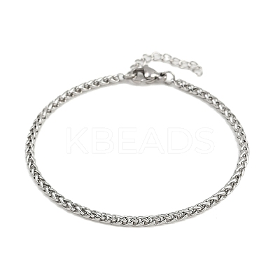 304 Stainless Steel Wheat Chain Bracelets for Unisex BJEW-K282-01B-P-1