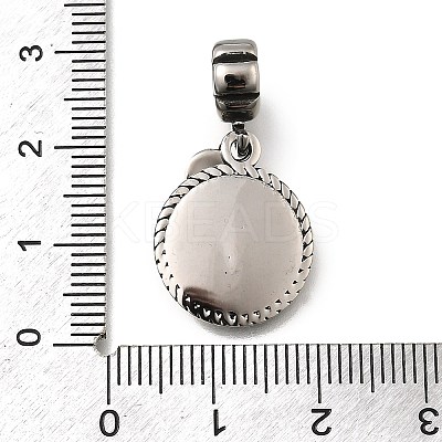 304 Stainless Steel Flat Round Loving Aunt European Dangle Charms STAS-L284-04AS-1