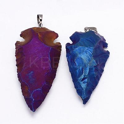 Electroplated Quartz Crystal Pendants G-G906-S-24-1