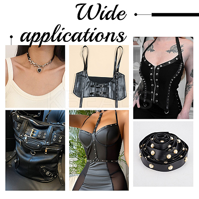 3 Styles Brass Round & Square & Imitation Pearl Stud Black PU Leather Trimmings DIY-AR0003-78-1