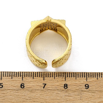 Brass Micro Pave Clear Cubic Zirconia Cuff Rings for Women RJEW-H248-08G-01-1