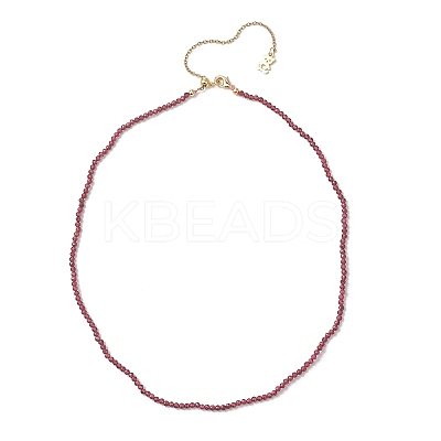 2.5MM Faceted Round Natural Tourmaline & Fluorite & Garnet & Obsidian & Lapis Lazuli Beaded Lariat Necklaces NJEW-JN05874-1