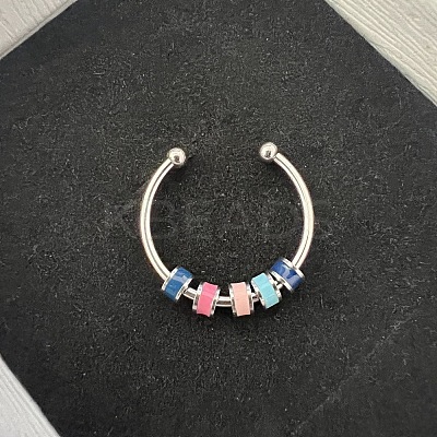 304 Stainless Steel Enamel Disc Beaded Adjustable Open Rings FS-WGAD8B0-02-1