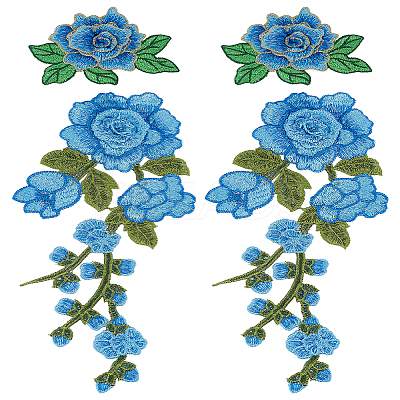 4Pcs 2 Styles Polyester Embroidery Sewing Ornaments DIY-LP0001-24-1