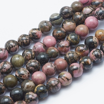Natural Rhodonite Beads Strands G-K287-16-8mm-1