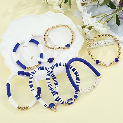 1 Set Handmade Polymer Clay Heishi Beads Stretch Bracelets Set BJEW-SZ0002-67B-01-1