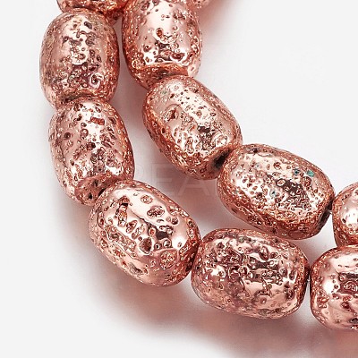 Electroplated Natural Lava Rock Beads Strands G-P400-12-1