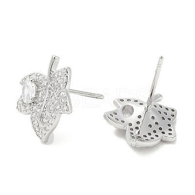 Rack Plating Brass Micro Pave Clear Cubic Zirconia Stud Earrings for Women EJEW-M260-21P-1