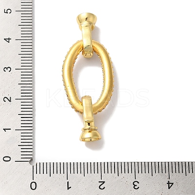 Oval Rack Plating Brass Micro Pave Clear Cubic Zirconia Fold Over Clasps KK-A225-14G-1
