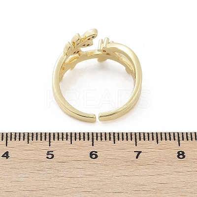 Brass Micro Pave Cubic Zirconia Cuff Rings for Women RJEW-S400-08G-1