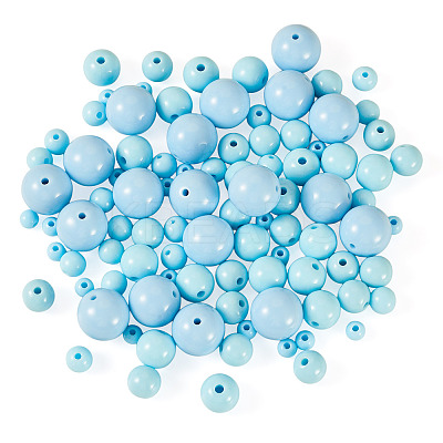 100Pcs 5 Styles Opaque Acrylic Beads MACR-TADJ0001-12E-1