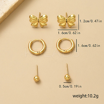 Elegant Stainless Steel Classic Bowknot & Round & Ring Earring Sets RR7699-1