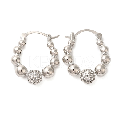 Brass Micro Pave Clear Cubic Zirconia Hoop Earrings EJEW-G399-02P-1